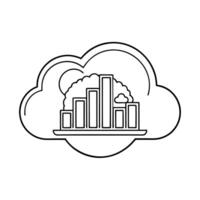 Flat Cloud icon with a bar chart floating within concept as A cloud icon with a bar chart seemingly floating within its borders isolated on a white background The visual suggests Cleans Set 2 vector