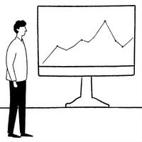 Flat Data analyst visualizing glossy predictive models concept as A data analyst is focused on glossy predictive models displayed on a sleek modern monitor The background is profe Cleans vector