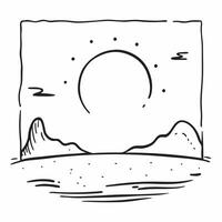 Flat Desert Sand Dunes and Sun Border Frame with Copy Space concept as A border frame featuring desert sand dunes and the sun at opposite ends with ample copy space in the middle Cleans Set 3 vector