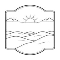 Flat Desert Sand Dunes and Sun Border Frame with Copy Space concept as A border frame featuring desert sand dunes and the sun at opposite ends with ample copy space in the middle Cleans Set 2 vector