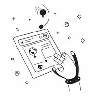Flat Digital assistant with holographic interface and copy space concept as A digital assistant device surrounded by floating holographic interface elements glowing vibrantly The Cleans vector