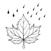 Flat Falling Autumn Leaf and Raindrop with Autumn Shower Text concept as An autumn leaf and raindrop floating as if falling with Autumn Shower text subtly included at the bottom T Cleans vector