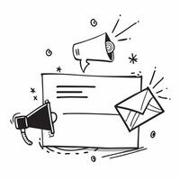 Flat Envelope and megaphone border frame with Email Campaign text and copy space concept as A dynamic border frame featuring an envelope and megaphone at opposite corners with the Cleans vector