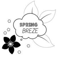 Flat Falling Cherry Blossom and Breeze Symbol with Spring Breeze Text concept as A cherry blossom petal and breeze symbol floating together with Spring Breeze text subtly included Cleans Set 2 vector
