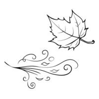 Flat Falling Leaf and Wind Swirl with Autumn Breeze Text concept as A falling leaf and wind swirl floating together with Autumn Breeze text subtly included at the bottom The eleme Cleans Set 2 vector