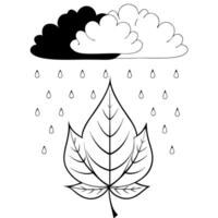 Flat Falling Autumn Leaf and Raindrop with Autumn Shower Text concept as An autumn leaf and raindrop floating as if falling with Autumn Shower text subtly included at the bottom T Cleans Set 2 vector