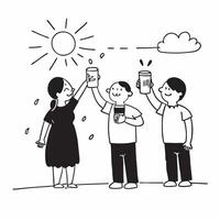 Flat Family enjoying fresh lemonade on a hot summer day in the backyard concept as A candid shot of a family gathered in the backyard enjoying fresh lemonade on a hot summer day T Cleans vector
