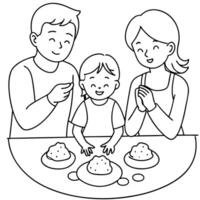 Flat Family Making Mooncakes Together concept as A candid shot of a family making mooncakes together in the kitchen with flour covered hands and joyful expressions The scene captu Cleans Set 2 vector