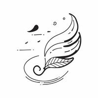 Flat Feather and Wind Symbol with Gentle Breeze Text concept as A delicate feather and wind symbol floating together with Gentle Breeze text at the bottom The elements are isolate Cleans Set 3 vector