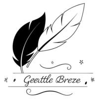 Flat Feather and Wind Symbol with Gentle Breeze Text concept as A delicate feather and wind symbol floating together with Gentle Breeze text at the bottom The elements are isolate Cleans Set 2 vector