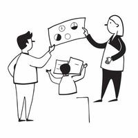 Flat Financial officer explaining financial data during a team briefing concept as A candid shot of a financial officer standing and explaining financial data to a team during a br Cleans Set 2 vector