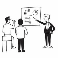 Flat Financial officer leading a financial presentation with a projector concept as A candid image capturing a financial officer leading a presentation with a projector in a meetin Cleans vector