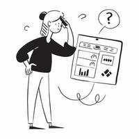 Flat Financial officer making a phone call while looking at financial reports concept as A candid shot of a financial officer making a phone call while reviewing financial reports Cleans vector