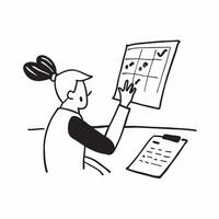 Flat Financial officer reviewing a budget spreadsheet on a laptop concept as A candid shot of a financial officer sitting at a desk reviewing a budget spreadsheet on a laptop The Cleans vector