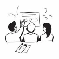 Flat Financial officer reviewing financial statements with colleagues in a breakout room concept as A candid shot of a financial officer reviewing financial statements with colleag Cleans vector