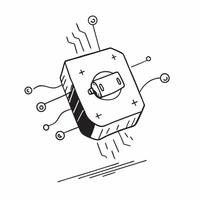 Flat Floating AI chip with glowing circuits on an isolated white background concept as A futuristic AI chip hovering mid air with glowing circuits extending outward creating a sens Cleans vector