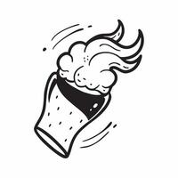 Flat Floating beer mug with froth forming a cool wave with Frosty Mug text concept as A crisp illustration of a floating beer mug with froth creating a cool wave paired with Cleans vector