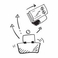 Flat Floating briefcase and dollar bill with ROI Focus text concept as A sleek design showcasing a floating briefcase and dollar bill with the text ROI Focus The elements a Cleans vector