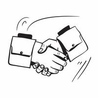 Flat Floating briefcase and handshake with Business Partnership text concept as A sleek design showcasing a floating briefcase and handshake with the text Business Partnersh Cleans Set 2 vector