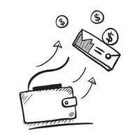 Flat Floating briefcase and dollar sign with the word Revenue concept as A design showing a briefcase and a dollar sign floating in mid air with the word Revenue prominently Cleans Set 2 vector
