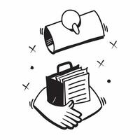 Flat Floating briefcase and handshake with Business Partnership text concept as A sleek design showcasing a floating briefcase and handshake with the text Business Partnersh Cleans Set 3 vector