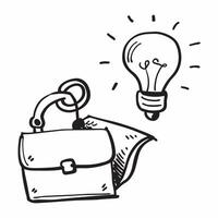 Flat Floating briefcase and light bulb with Innovative Solutions text concept as A sleek design showcasing a floating briefcase and light bulb with the words Innovative Solu Cleans vector