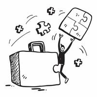 Flat Floating briefcase and puzzle piece with Financial Solutions text concept as A sleek design featuring a floating briefcase and puzzle piece with the text Financial Solu Cleans Set 2 vector