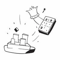 Flat Floating chess pieces and board with the word Tactics concept as A design featuring chess pieces and a board defying gravity with the word Tactics prominently displayed Cleans vector