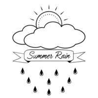 Flat Floating Cloud and Rain Drop with Summer Rain Text concept as A cloud and rain drop floating together in mid air with Summer Rain text subtly included at the bottom The eleme Cleans Set 2 vector