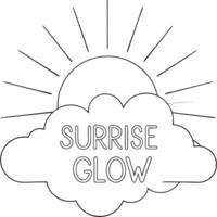 Flat Floating Cloud and Sun Ray with Sunrise Glow Text concept as A cloud and sun ray floating together in mid air with Sunrise Glow text subtly included at the bottom The element Cleans vector