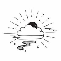 Flat Floating Cloud and Sun Ray with Sunrise Glow Text concept as A cloud and sun ray floating together in mid air with Sunrise Glow text subtly included at the bottom The element Cleans Set 3 vector
