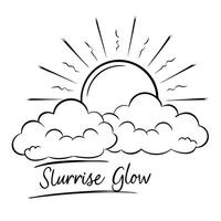 Flat Floating Cloud and Sun Ray with Sunrise Glow Text concept as A cloud and sun ray floating together in mid air with Sunrise Glow text subtly included at the bottom The element Cleans Set 2 vector