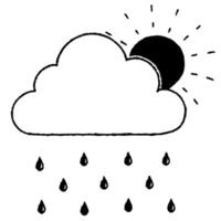 Flat Floating Cloud and Rain Drop with Summer Rain Text concept as A cloud and rain drop floating together in mid air with Summer Rain text subtly included at the bottom The eleme Cleans vector