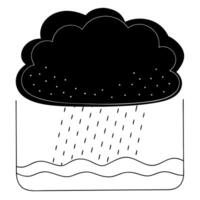 Flat Floating Cloud with Abstract Rain Droplets and Copy Space concept as A cloud floats gently in mid air with abstract rain droplets falling around it representing the calm rhyth Cleans Set 2 vector