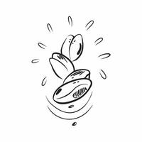 Flat Floating coffee beans forming a spiral with a Morning Boost text concept as A dynamic of coffee beans floating in a spiral pattern with the text Morning Boost The desi Cleans vector