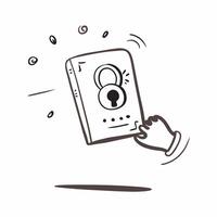 Flat Floating digital lock with glowing keyhole on an isolated white background concept as A digital lock floating mid air with a glowing keyhole at its center all isolated on a wh Cleans vector