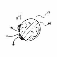 Flat Floating digital brain with neural interfaces on an isolated white background concept as A digital brain floating mid air connected to neural interfaces glowing softly all iso Cleans vector