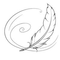Flat Floating Feather with Abstract Wind Effect and Copy Space concept as A delicate feather floats gently in mid air with an abstract wind effect swirling around it symbolizing th Cleans Set 2 vector
