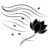Flat Floating Flower Petal with Abstract Breeze Effect and Copy Space concept as A flower petal floats gently in mid air with an abstract breeze swirling around it symbolizing the Cleans Set 2 vector