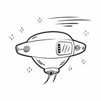 Flat Floating futuristic drone with hovering capabilities on an isolated white background concept as A futuristic drone hovering mid air with glowing lights and aerodynamic design Cleans vector