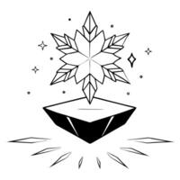 Flat Floating Ice Crystal with Abstract Frost Effect and Copy Space concept as An ice crystal floats in mid air with an abstract frost effect spreading out from it symbolizing the Cleans Set 2 vector