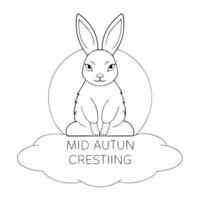 Flat Floating Jade Rabbit with Mid Autumn Greetings Text concept as A jade rabbit depicted in a floating pose with Mid Autumn Greetings text isolated on a white background The ima Cleans Set 2 vector