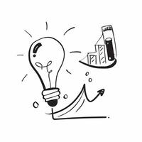 Flat Floating light bulb and graph with Creative Marketing text concept as A sleek design showcasing a floating light bulb and graph with the text Creative Marketing The el Cleans vector
