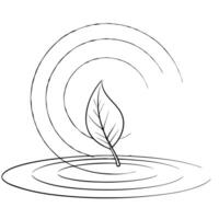 Flat Floating Leaf with Abstract Ripple Effect and Copy Space concept as A single leaf slowly rotating in mid air with an abstract ripple effect emanating around it representing a Cleans Set 2 vector