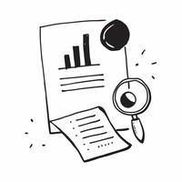 Flat Floating magnifying glass and document with the word Analysis concept as A design showing a magnifying glass and a document floating in mid air with the word Analysis p Cleans vector