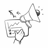 Flat Floating megaphone and chart with Marketing Trends text concept as A dynamic illustration of a floating megaphone and chart with the text Marketing Trends The design i Cleans Set 2 vector