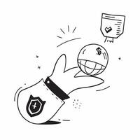 Flat Floating money bag and shield with Asset Protection text concept as A dynamic design featuring a floating money bag and shield with the text Asset Protection The eleme Cleans vector
