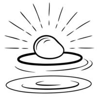 Flat Floating Pebble with Abstract Light Ripple and Copy Space concept as A smooth pebble floats in mid air with abstract light ripples emanating from it symbolizing the calming ef Cleans Set 2 vector