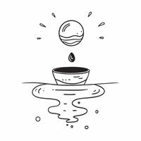 Flat Floating Pebble and Ripple with Tranquil Waters Text concept as A small pebble and ripple appearing to float together with Tranquil Waters text subtly included at the bottom Cleans Set 3 vector