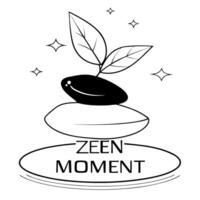 Flat Floating Pebble and Leaf with Zen Moment Text concept as A pebble and leaf floating together in mid air with Zen Moment text subtly included at the bottom The elements are is Cleans Set 2 vector